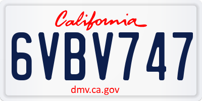 CA license plate 6VBV747