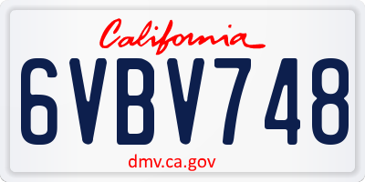 CA license plate 6VBV748