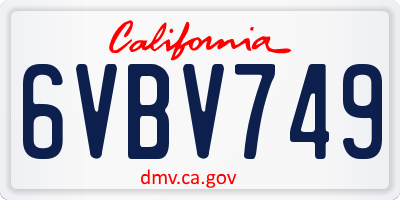 CA license plate 6VBV749