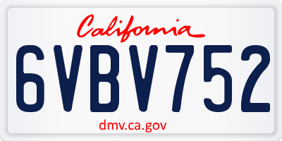 CA license plate 6VBV752
