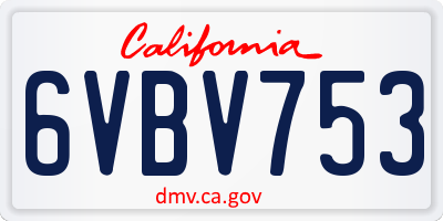 CA license plate 6VBV753