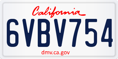 CA license plate 6VBV754