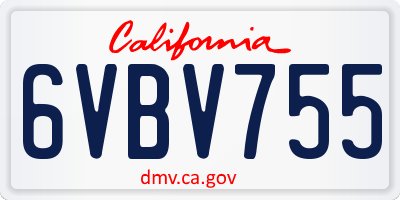 CA license plate 6VBV755