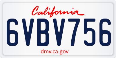 CA license plate 6VBV756