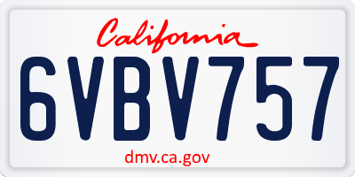 CA license plate 6VBV757