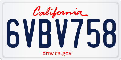 CA license plate 6VBV758
