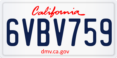 CA license plate 6VBV759