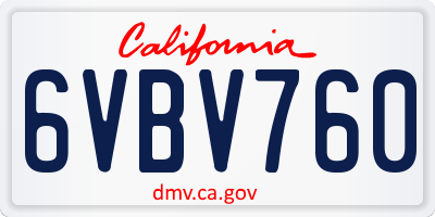 CA license plate 6VBV760