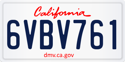 CA license plate 6VBV761