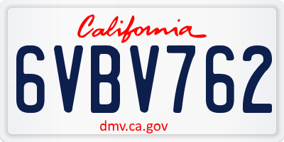 CA license plate 6VBV762
