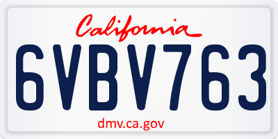 CA license plate 6VBV763