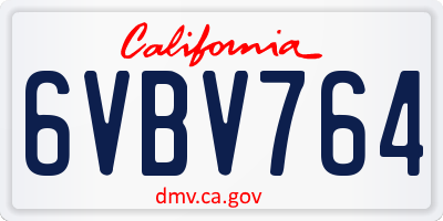 CA license plate 6VBV764