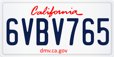 CA license plate 6VBV765
