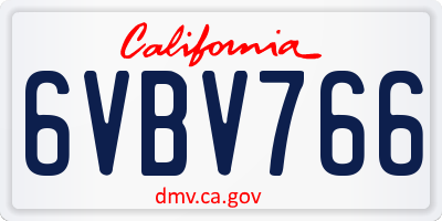 CA license plate 6VBV766
