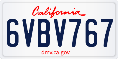 CA license plate 6VBV767