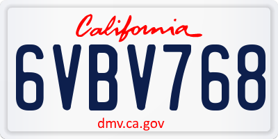 CA license plate 6VBV768