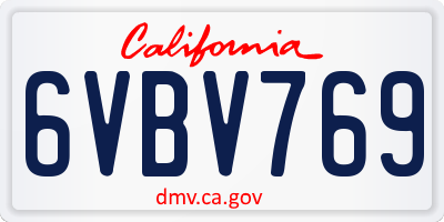 CA license plate 6VBV769