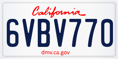 CA license plate 6VBV770