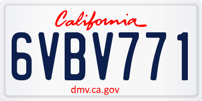 CA license plate 6VBV771