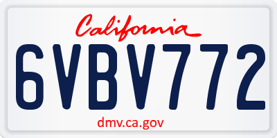 CA license plate 6VBV772