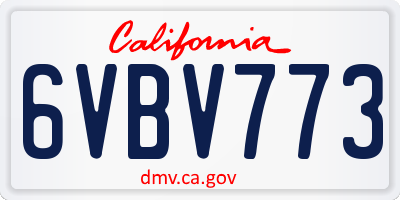 CA license plate 6VBV773
