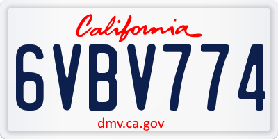 CA license plate 6VBV774