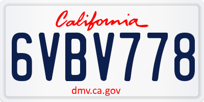 CA license plate 6VBV778