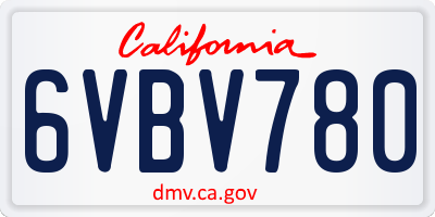 CA license plate 6VBV780