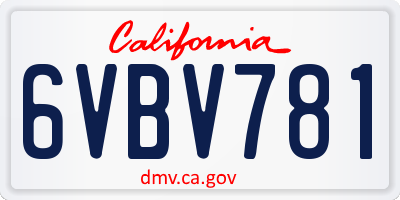 CA license plate 6VBV781