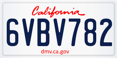 CA license plate 6VBV782