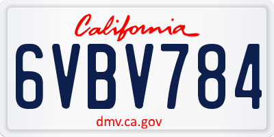 CA license plate 6VBV784