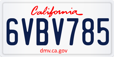 CA license plate 6VBV785