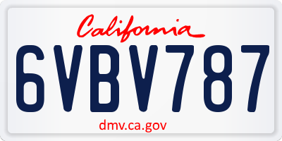 CA license plate 6VBV787