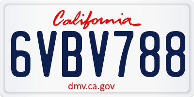 CA license plate 6VBV788