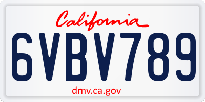 CA license plate 6VBV789
