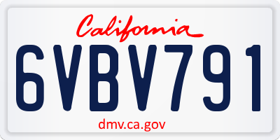CA license plate 6VBV791