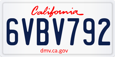 CA license plate 6VBV792