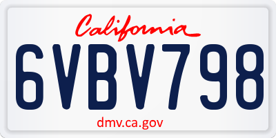 CA license plate 6VBV798