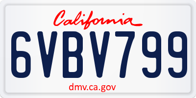 CA license plate 6VBV799