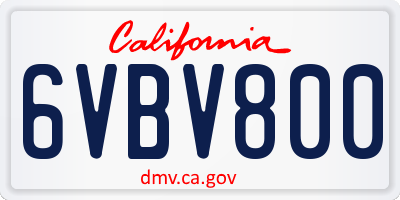 CA license plate 6VBV800