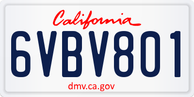 CA license plate 6VBV801