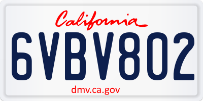 CA license plate 6VBV802
