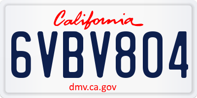 CA license plate 6VBV804