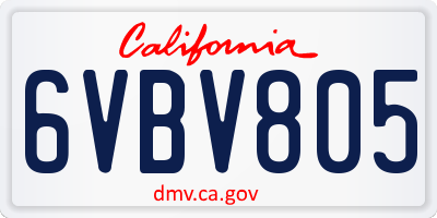 CA license plate 6VBV805