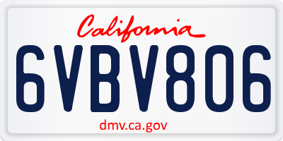 CA license plate 6VBV806