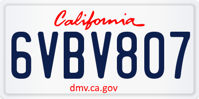 CA license plate 6VBV807