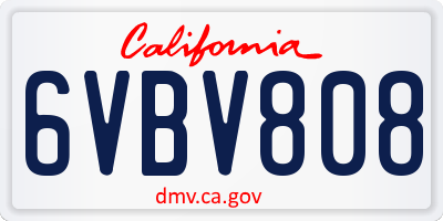 CA license plate 6VBV808