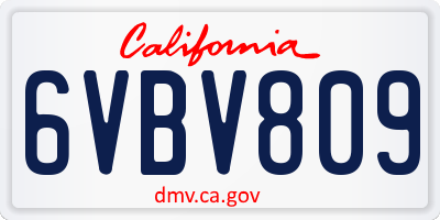 CA license plate 6VBV809