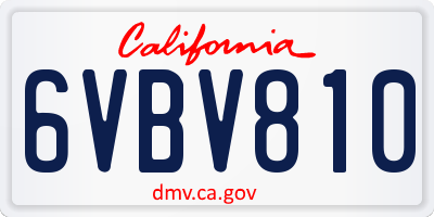 CA license plate 6VBV810