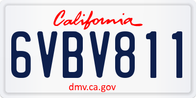 CA license plate 6VBV811